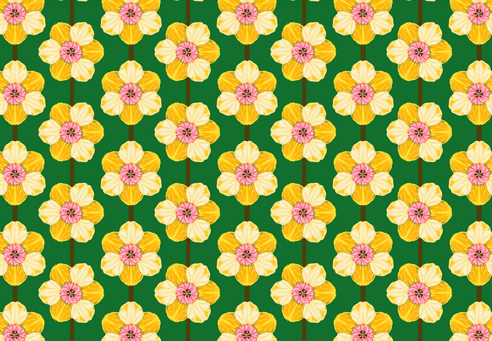 Iconic Quilt Fabric by Anna Maria Parry - Daffodil in Verdant Green - AMT125-54L