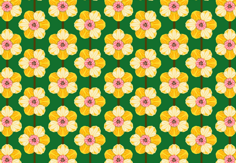 Iconic Quilt Fabric by Anna Maria Parry - Daffodil in Verdant Green - AMT125-54L