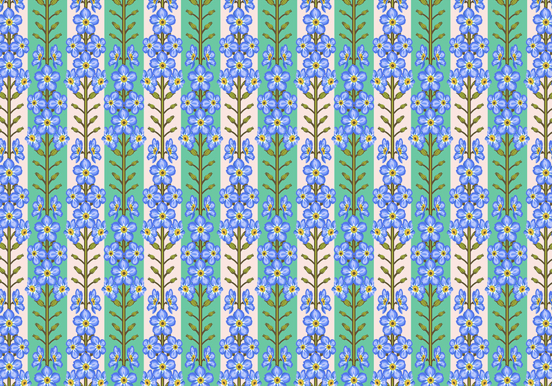 Iconic Quilt Fabric by Anna Maria Parry - Forgetmenot in Fresh Blue/Aqua - AMT125-75C