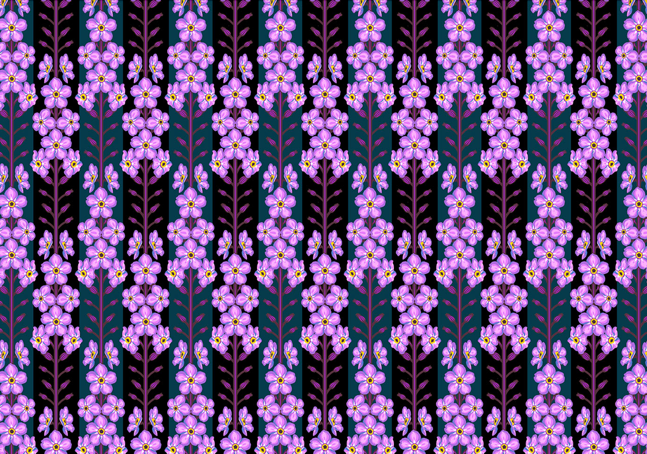 Iconic Quilt Fabric by Anna Maria Parry - Forgetmenot in Indigo Blue/Purple - AMT125-84L