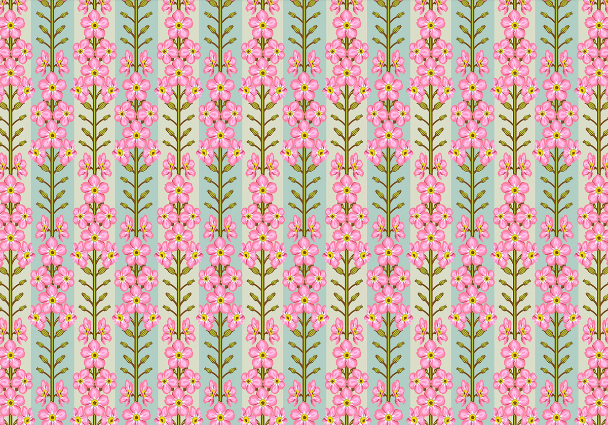 Iconic Quilt Fabric by Anna Maria Parry - Forgetmenot in Romance Pink/Blue - AMT125-20V