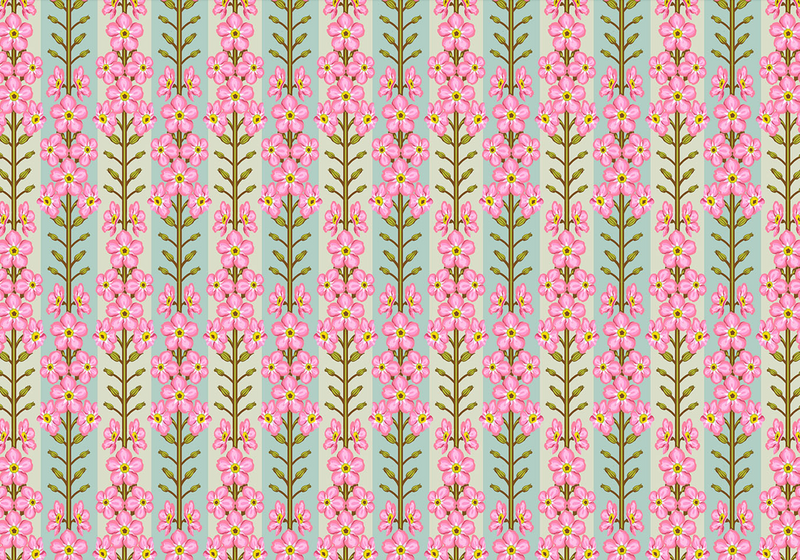 Iconic Quilt Fabric by Anna Maria Parry - Forgetmenot in Romance Pink/Blue - AMT125-20V