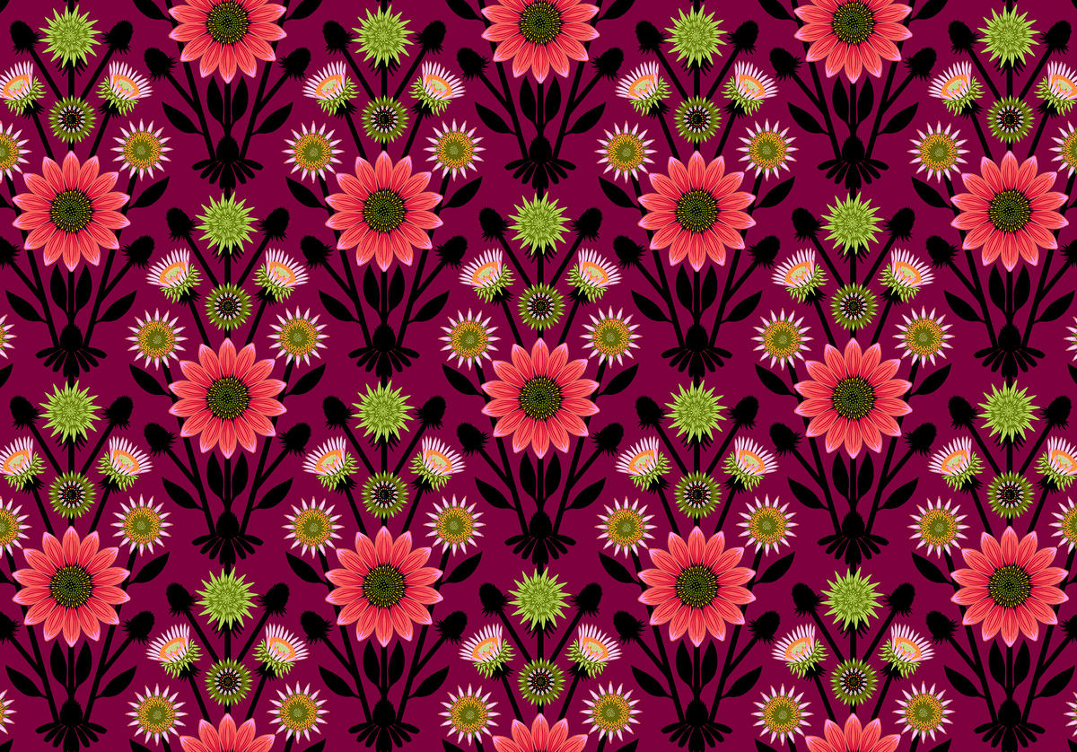 Iconic Quilt Fabric by Anna Maria Parry - Lifespan in Eggplant Purple/Pink - AMT122-99L