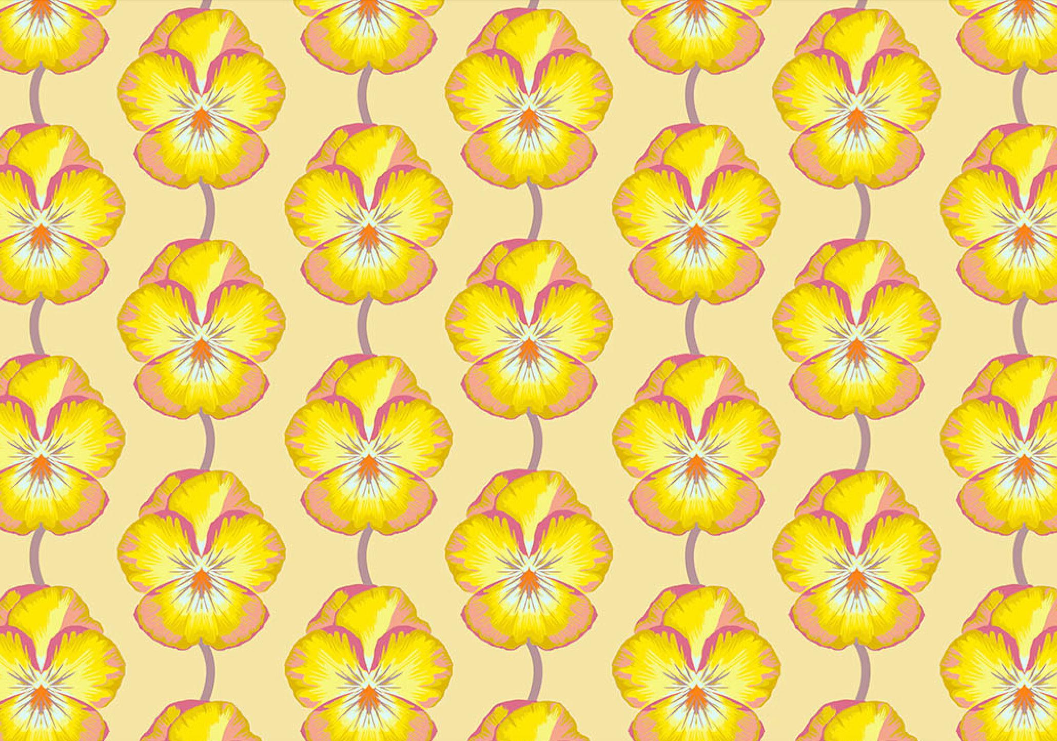 Iconic Quilt Fabric by Anna Maria Parry - Pansy in Muted Yellow - AMT124-52V