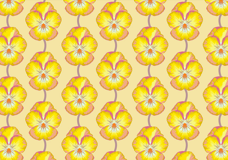 Iconic Quilt Fabric by Anna Maria Parry - Pansy in Muted Yellow - AMT124-52V