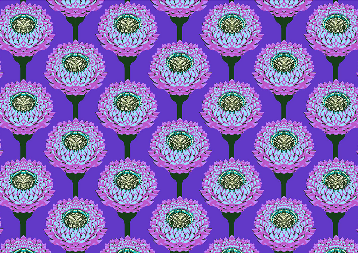 Iconic Quilt Fabric by Anna Maria Parry - Strawflower in Periwinkle Purple - AMT123-63C