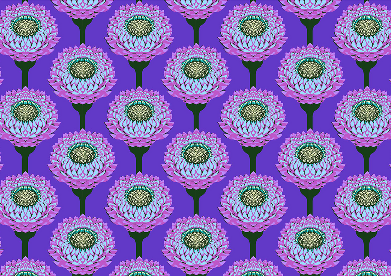 Iconic Quilt Fabric by Anna Maria Parry - Strawflower in Periwinkle Purple - AMT123-63C