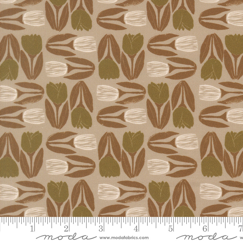 Imprint Quilt Fabric - Flower Market in Stone Gray/Tan - 25185 13