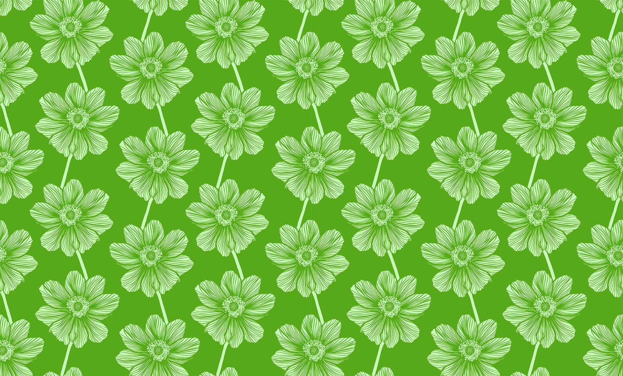 Indelible Quilt Fabric by Anna Maria Parry - Anemone in Grass Green - AMT1000-72C
