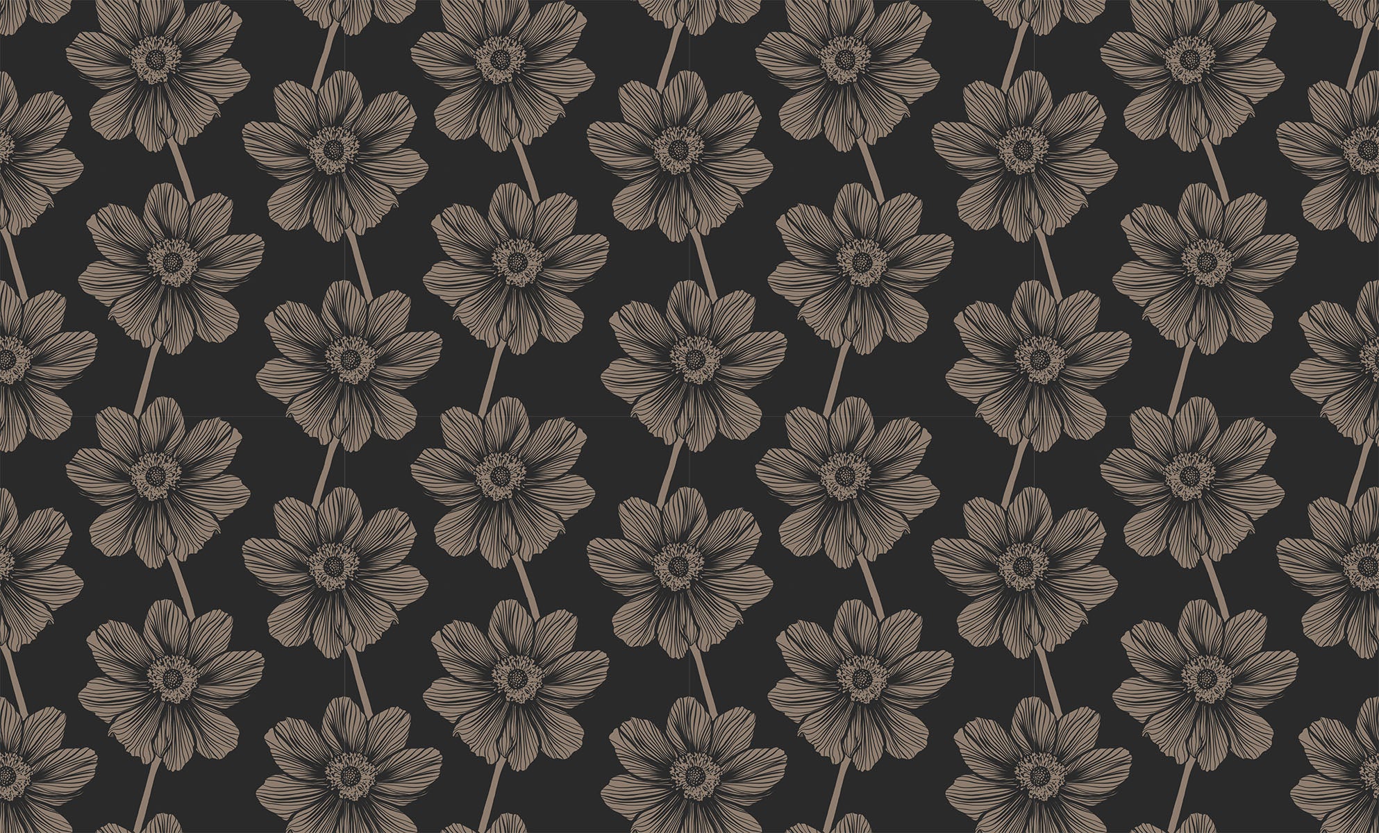 Indelible Quilt Fabric by Anna Maria Parry - Anemone in Silvertone Black - AMT1000-99L