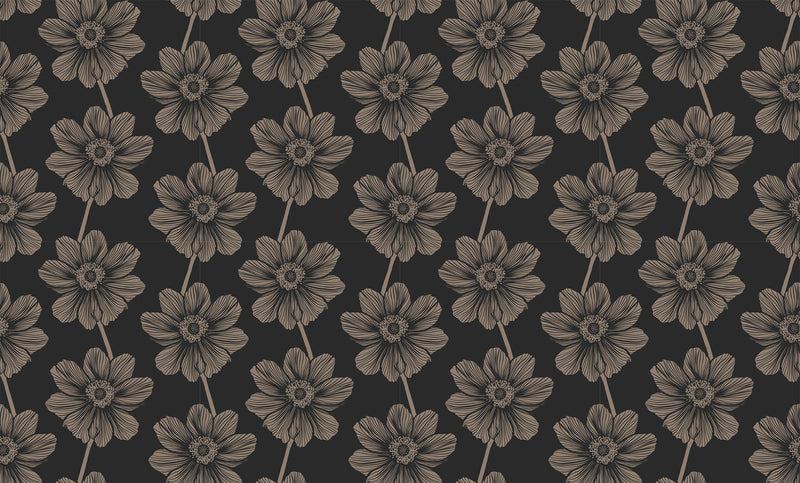 Indelible Quilt Fabric by Anna Maria Parry - Anemone in Silvertone Black - AMT1000-99L