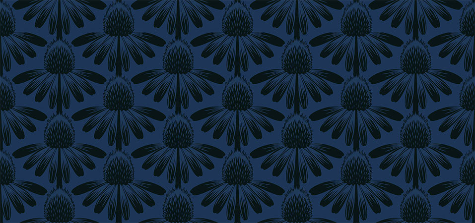 Indelible Quilt Fabric by Anna Maria Parry - Coneflower in Night Blue - AMT1001-86L