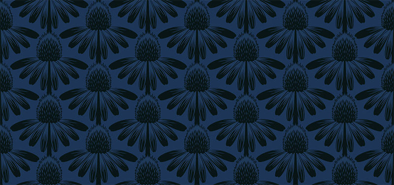 Indelible Quilt Fabric by Anna Maria Parry - Coneflower in Night Blue - AMT1001-86L