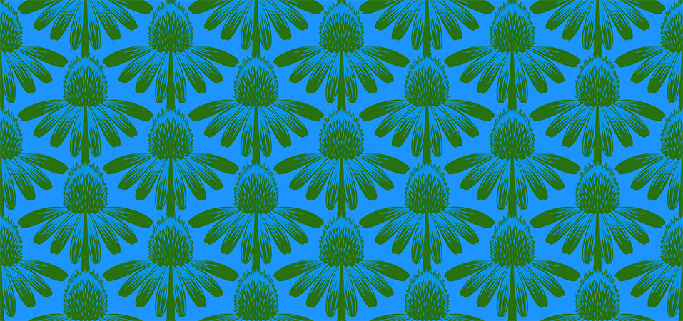 Indelible Quilt Fabric by Anna Maria Parry - Coneflower in Pool Blue - AMT1001-62C