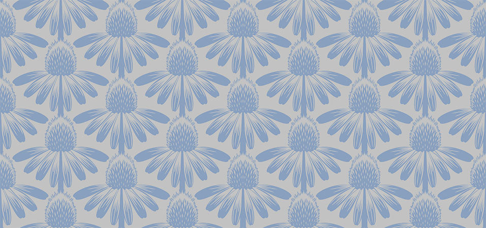 Indelible Quilt Fabric by Anna Maria Parry - Coneflower in Sky Blue/Gray - AMT1001-90V