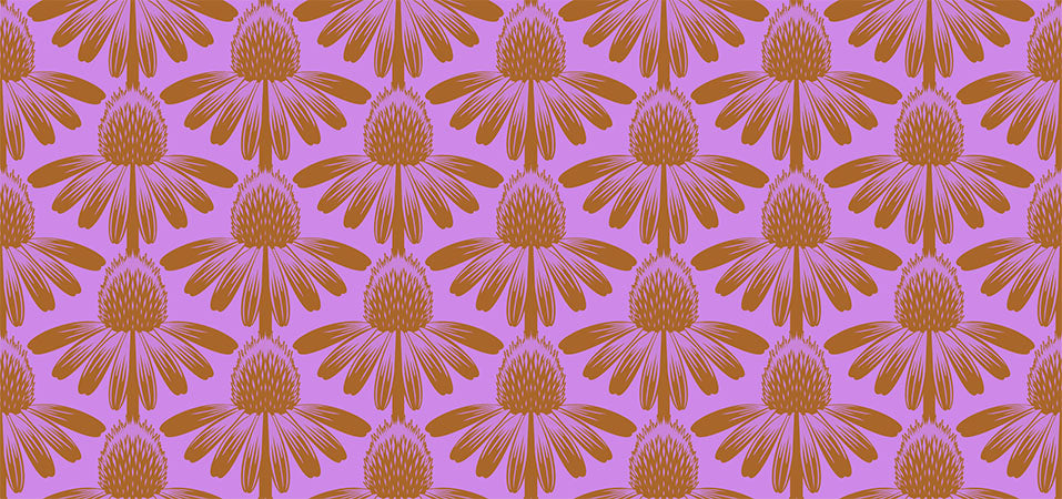 Indelible Quilt Fabric by Anna Maria Parry - Coneflower in Taffy Purple - AMT1001-83V