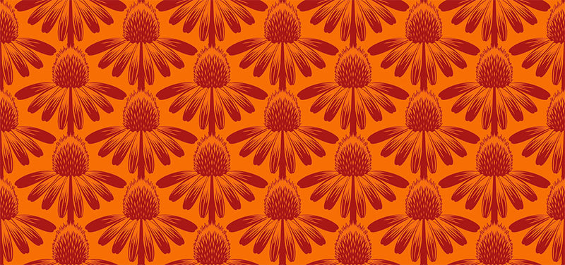 Indelible Quilt Fabric by Anna Maria Parry - Coneflower in Tangerine Orange - AMT1001-59C