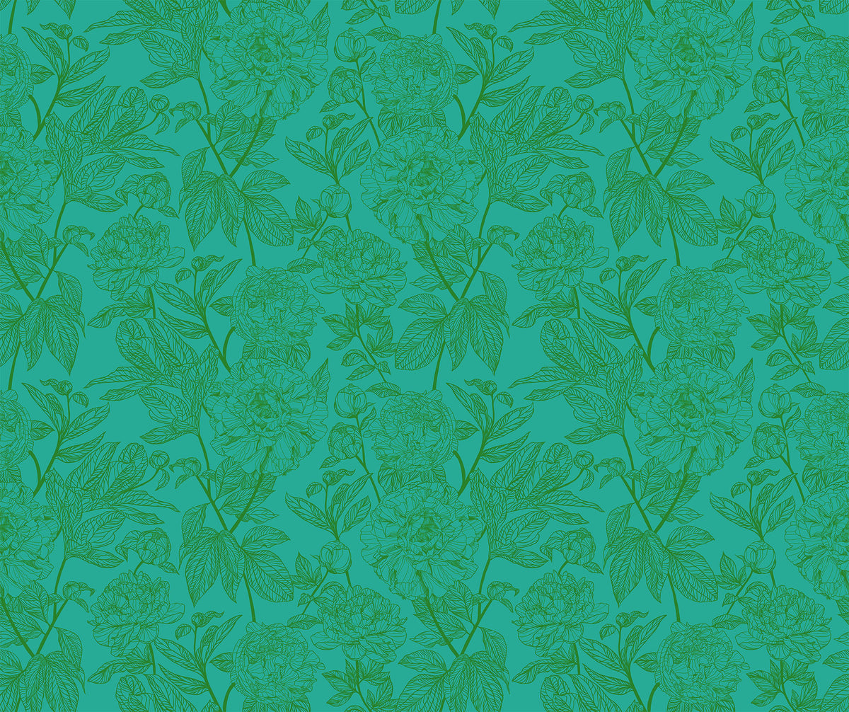 Indelible Quilt Fabric by Anna Maria Parry - Peony in Jade Green - AMT1003-78C