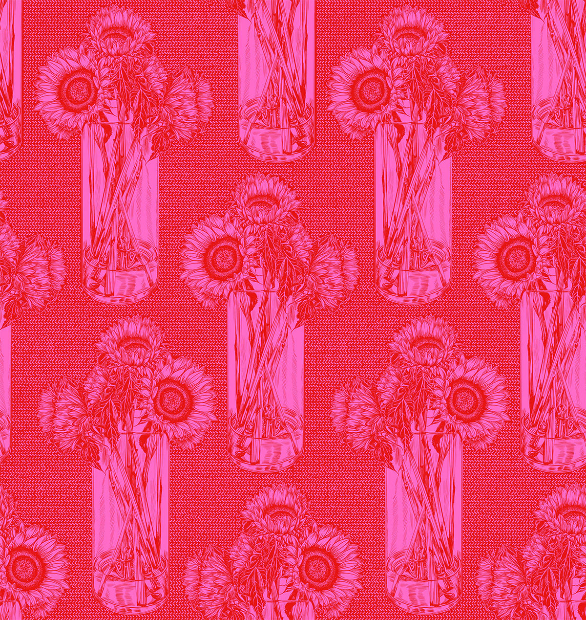 Indelible Quilt Fabric by Anna Maria Parry - Sunflowers in Candy Pink - AMT1004-28C