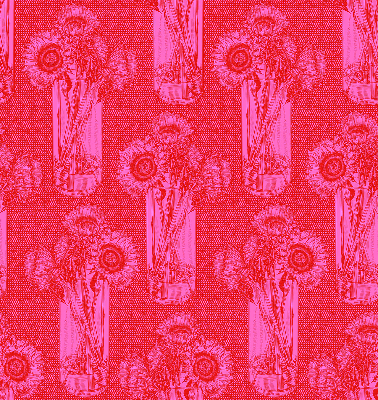Indelible Quilt Fabric by Anna Maria Parry - Sunflowers in Candy Pink - AMT1004-28C