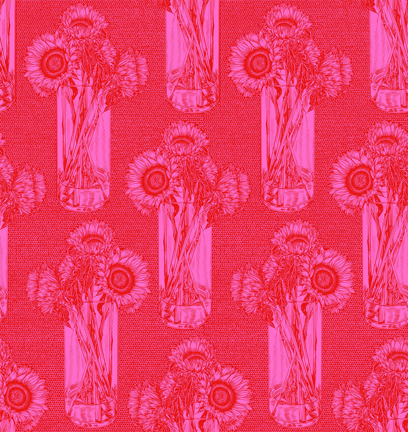 Indelible Quilt Fabric by Anna Maria Parry - Sunflowers in Candy Pink - AMT1004-28C