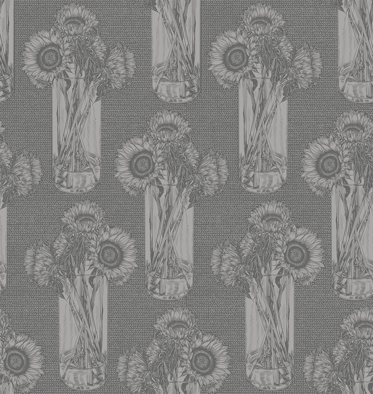 Indelible Quilt Fabric by Anna Maria Parry - Sunflowers in Flash Gray - AMT1004-92V