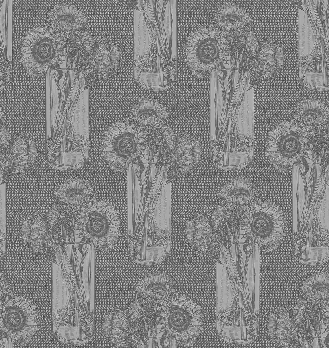 Indelible Quilt Fabric by Anna Maria Parry - Sunflowers in Flash Gray - AMT1004-92V