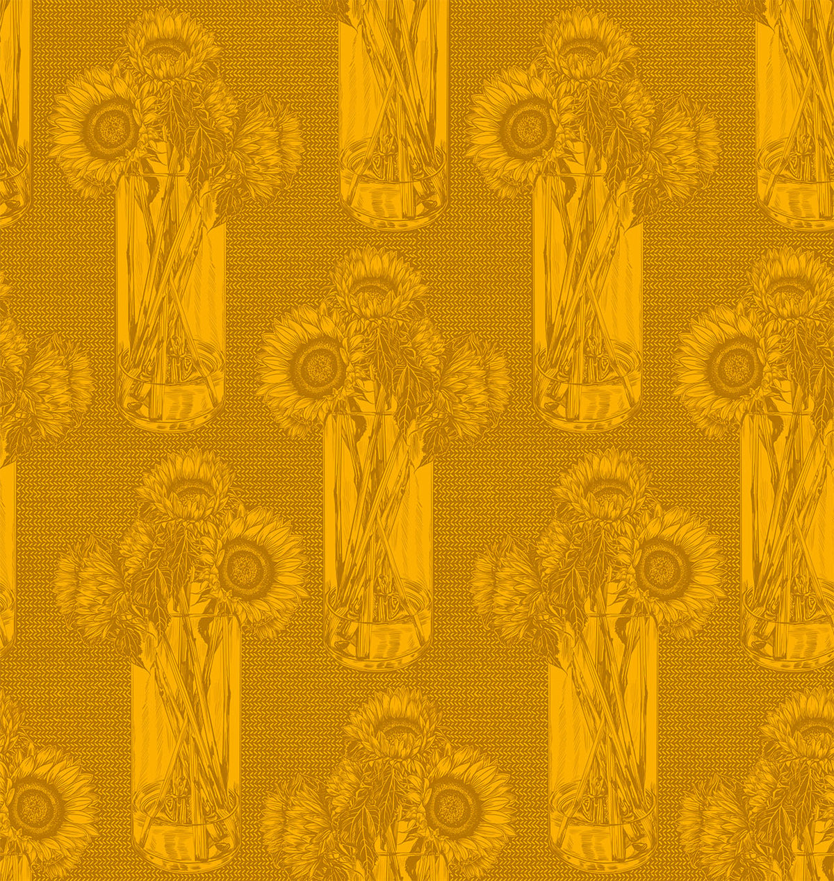 Indelible Quilt Fabric by Anna Maria Parry - Sunflowers in Saffron Gold - AMT1004-54L