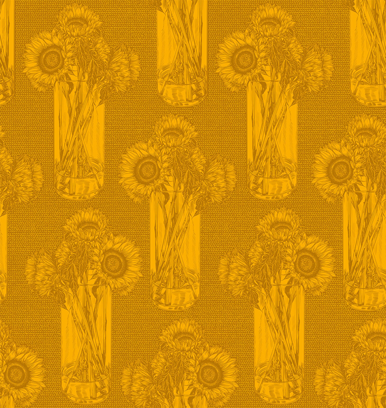 Indelible Quilt Fabric by Anna Maria Parry - Sunflowers in Saffron Gold - AMT1004-54L