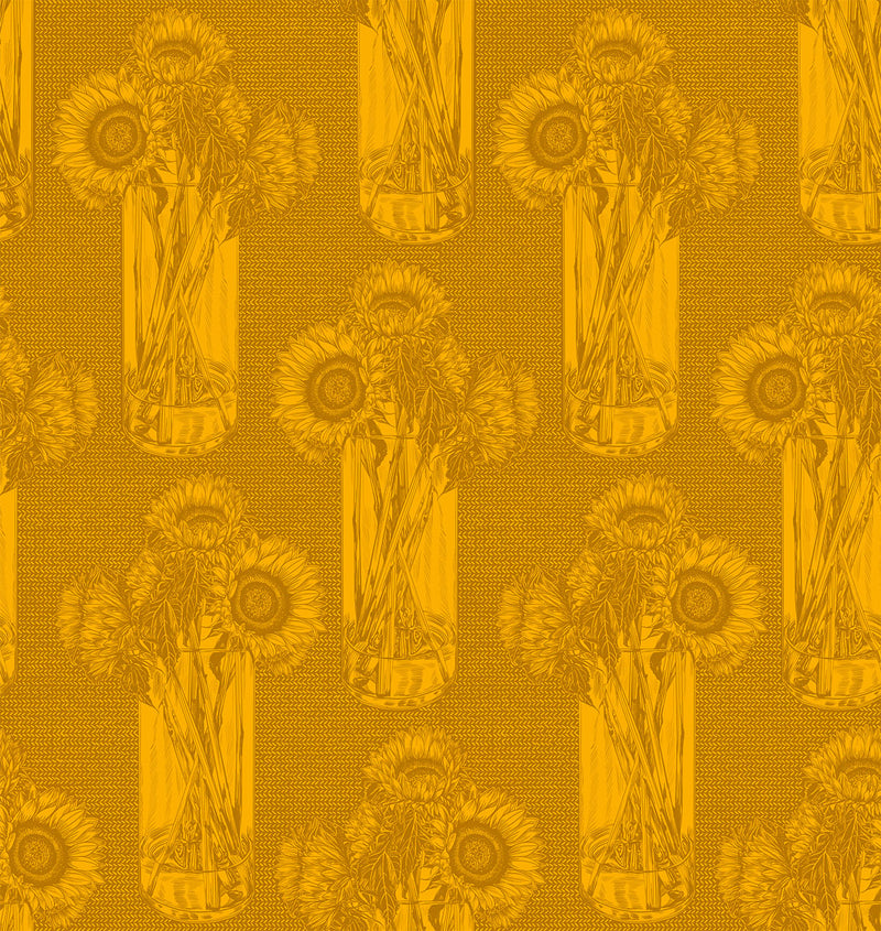 Indelible Quilt Fabric by Anna Maria Parry - Sunflowers in Saffron Gold - AMT1004-54L