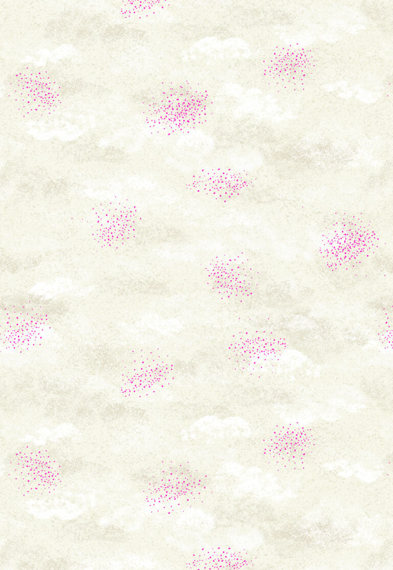 Inflorescence Quilt Fabric - Cream with Pink Neon Dreams - D21 CREAM