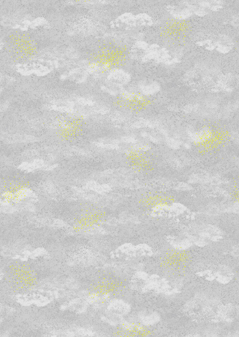 Inflorescence Quilt Fabric - Grey (Gray) with Yellow Neon Dreams - D22 GREY