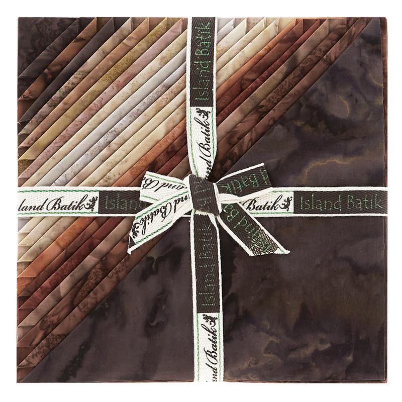 Island Batik Quilt Fabric - Beautiful Browns 10" Stack - set of 42 10" squares - Breathtaking Brown-ST