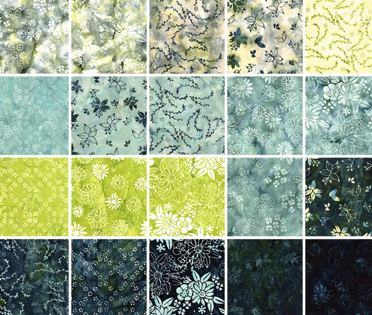 Island Batik Quilt Fabric - Frosted Foliage Strip Pack - set of 40 2 1/2" strips - Frosted Foliage-SP