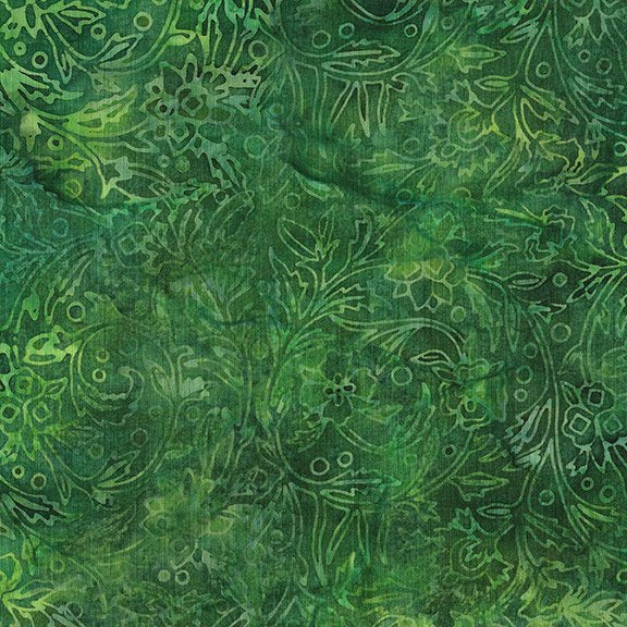 Island Batik Quilt Fabric - Royal Crown - Outline Vine in Green - 122244685