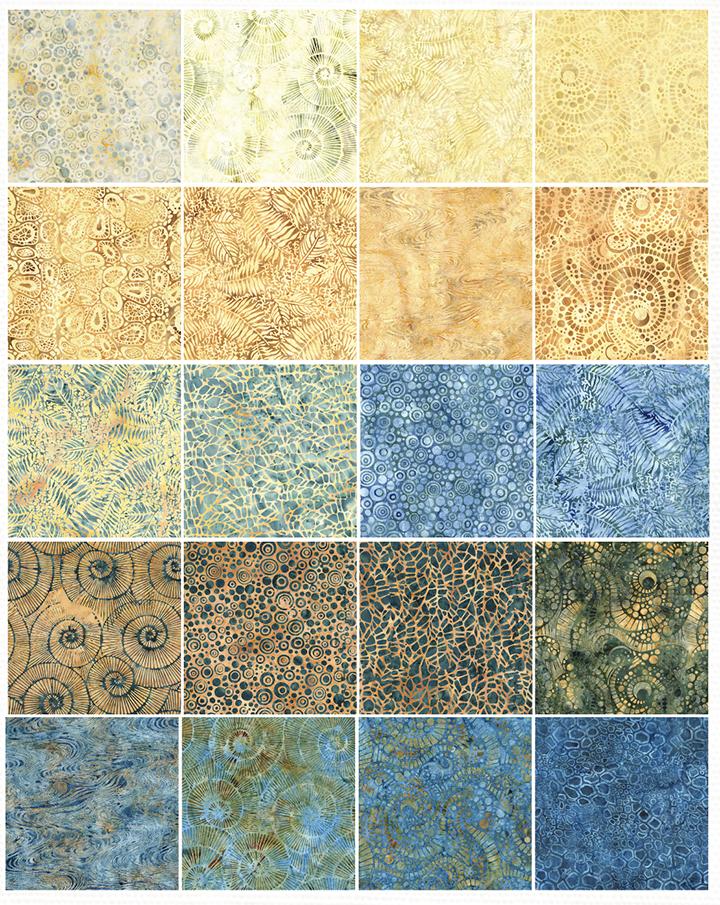 Island Batik Quilt Fabric - Stone Strata 10" Stack - set of 42 10" squares - Stone Strata-ST