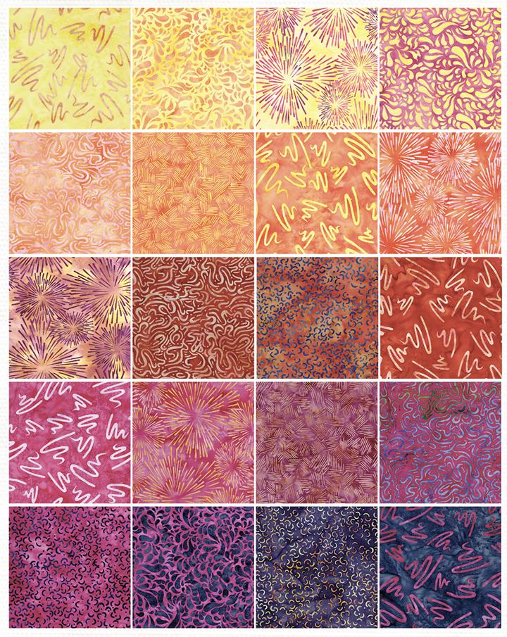 Island Batik Quilt Fabric - Sunset 10" Stack - set of 42 10" squares - Sunset-ST