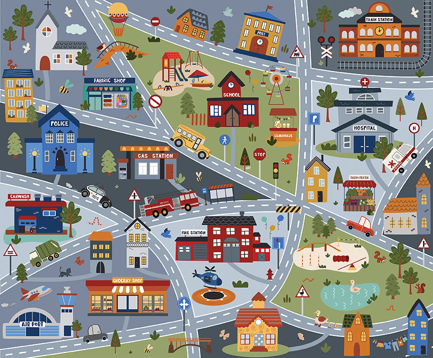 It Takes a Village Quilt Fabric - Play Mat Panel in Multi - P15468-PANEL - SOLD AS A 36" PANEL