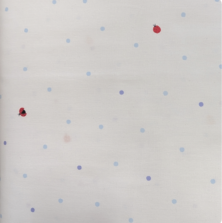 Japanese Imported Quilt Fabric - Handworks Ladybug Dots in Blue - DH10422-C
