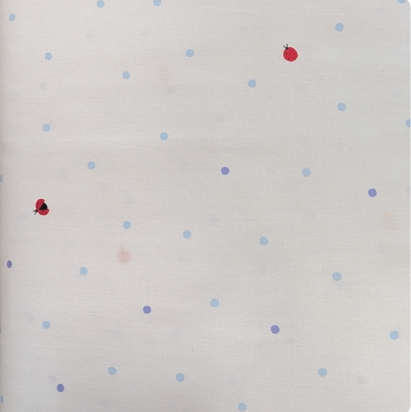 Japanese Imported Quilt Fabric - Handworks Ladybug Dots in Blue - DH10422-C