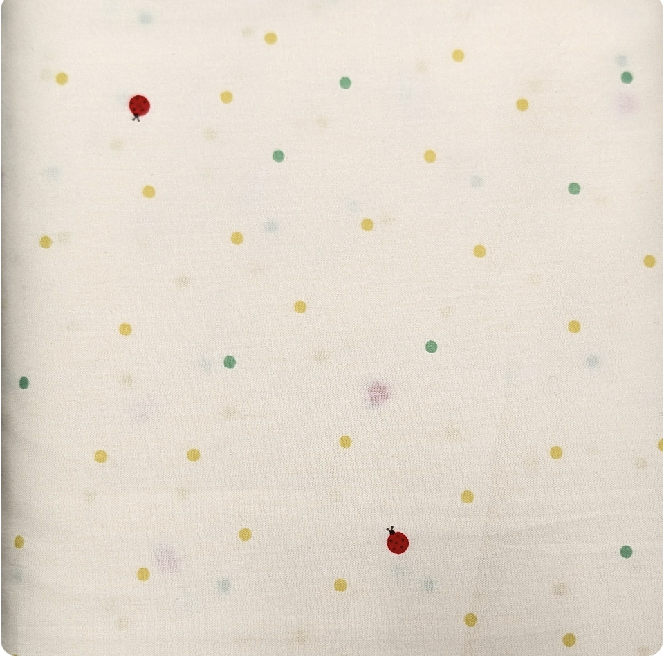Japanese Imported Quilt Fabric - Handworks Ladybug Dots in Off White - DH10422-A