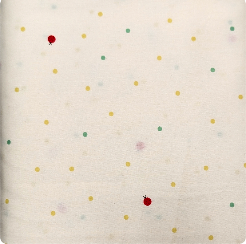 Japanese Imported Quilt Fabric - Handworks Ladybug Dots in Off White - DH10422-A