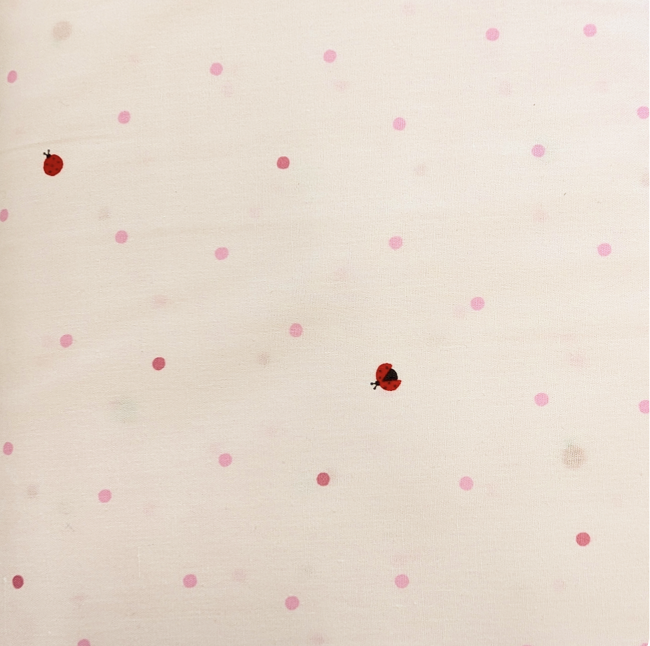 Japanese Imported Quilt Fabric - Handworks Ladybug Dots in Pink - DH10422-B