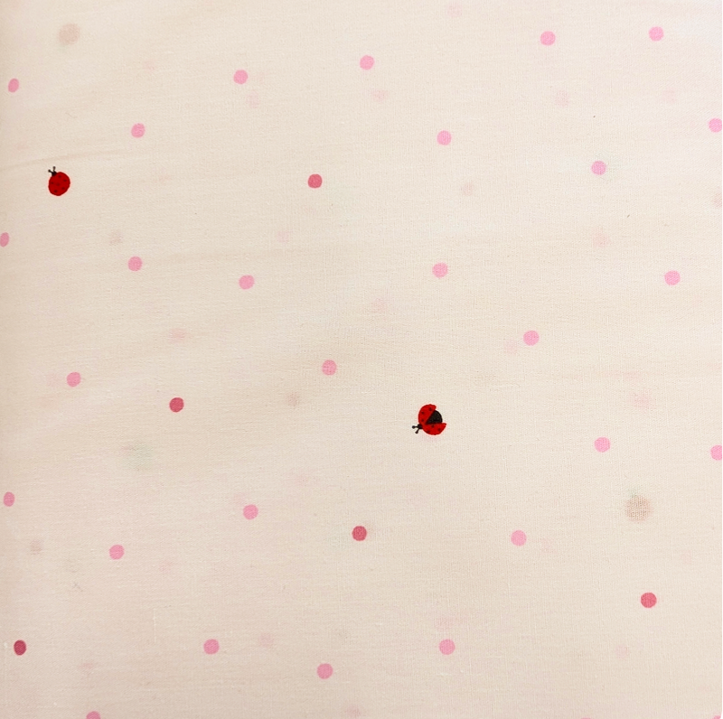 Japanese Imported Quilt Fabric - Handworks Ladybug Dots in Pink - DH10422-B