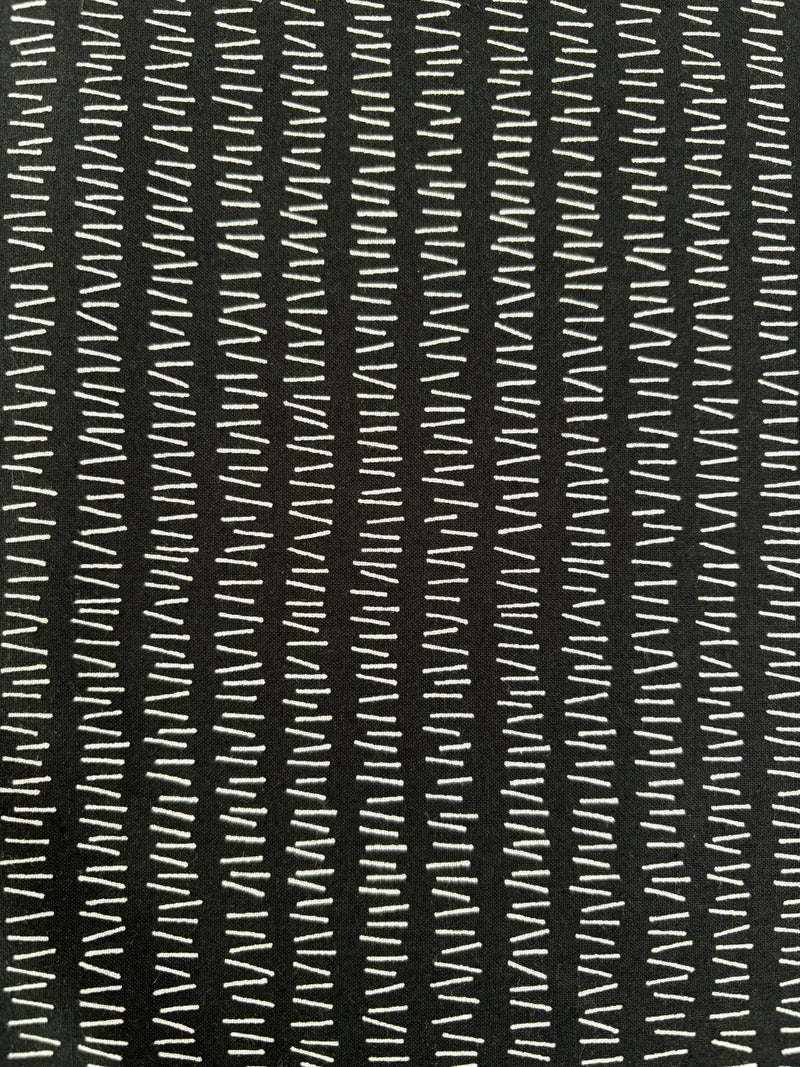 Japanese Imported Quilt Fabric - Handworks MaNo Crie Hash Marks in Black - MC10616-B