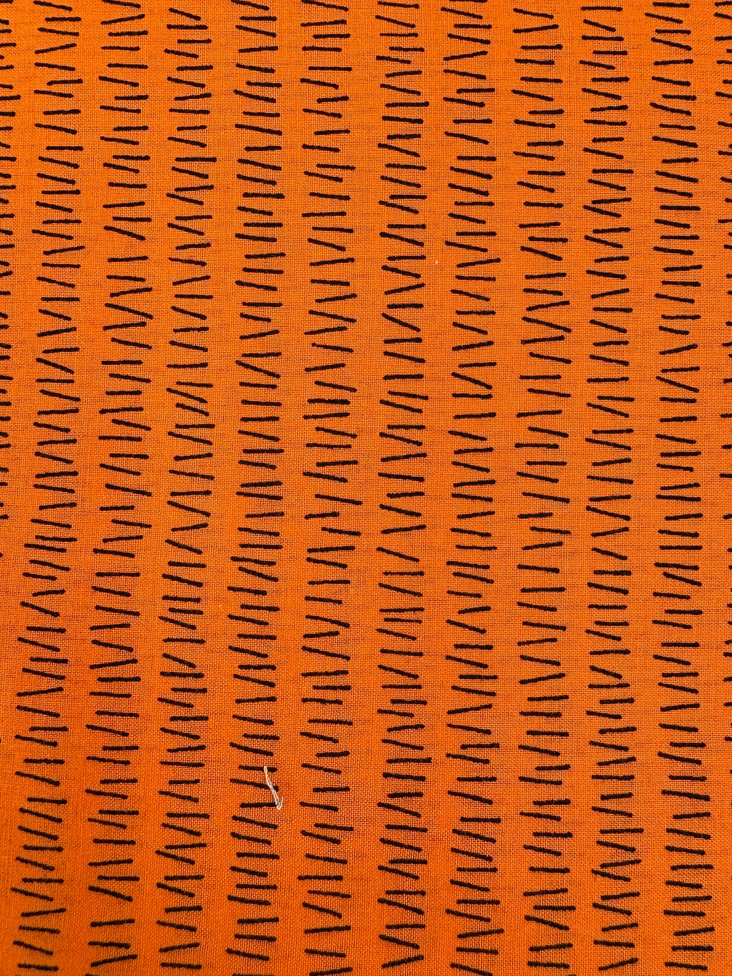 Japanese Imported Quilt Fabric - Handworks MaNo Crie Hash Marks in Orange - MC10616-I
