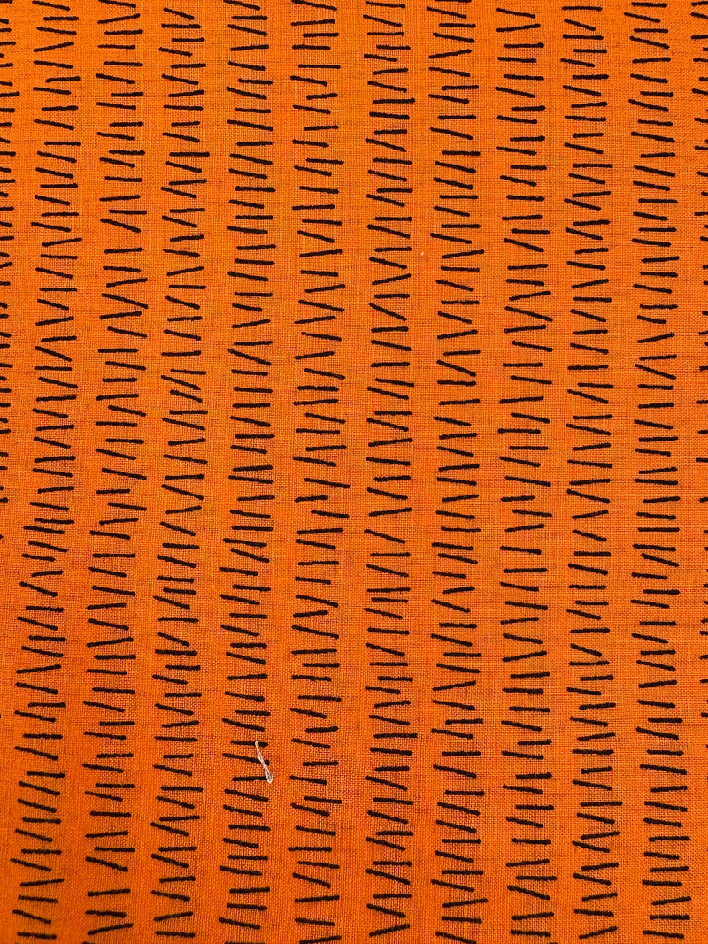 Japanese Imported Quilt Fabric - Handworks MaNo Crie Hash Marks in Orange - MC10616-I