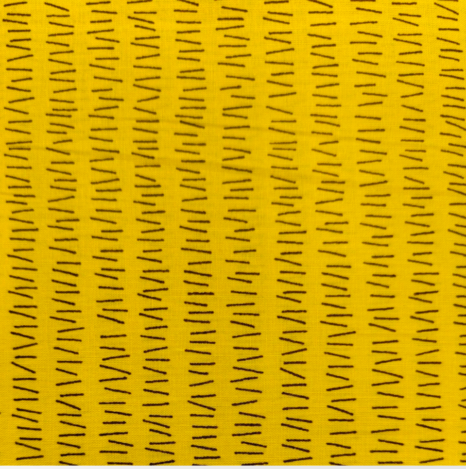 Japanese Imported Quilt Fabric - Handworks MaNo Crie Hash Marks in Yellow - MC10616-G