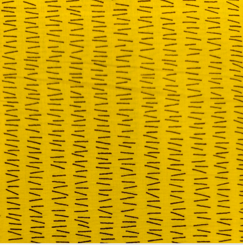 Japanese Imported Quilt Fabric - Handworks MaNo Crie Hash Marks in Yellow - MC10616-G