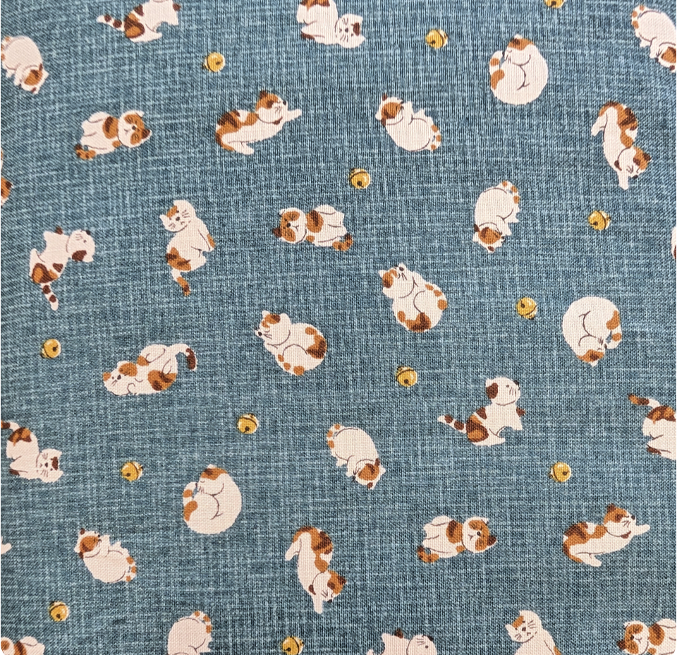 Japanese Imported Quilt Fabric - Sevenberry Cats in Blue - 88234 D4-2